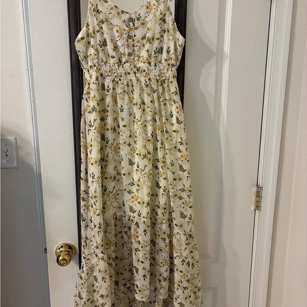 Liberty Love Cream Floral Juniors Dress